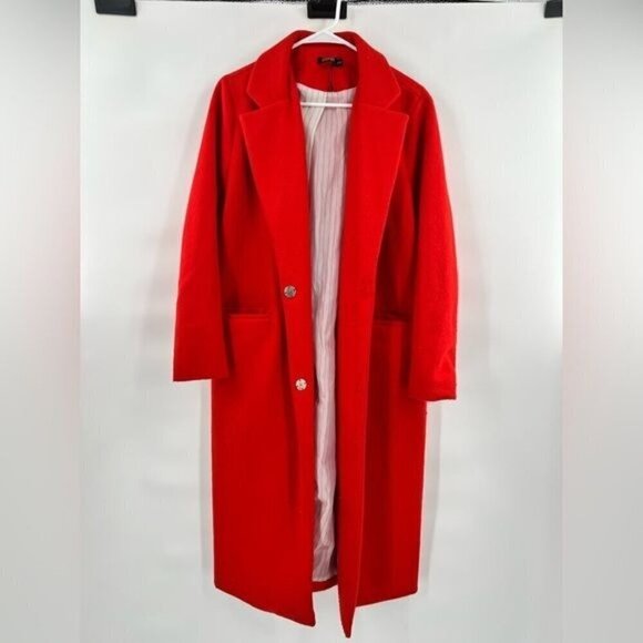 Boohoo orange full length pea coat size 9/M - Picture 1 of 10